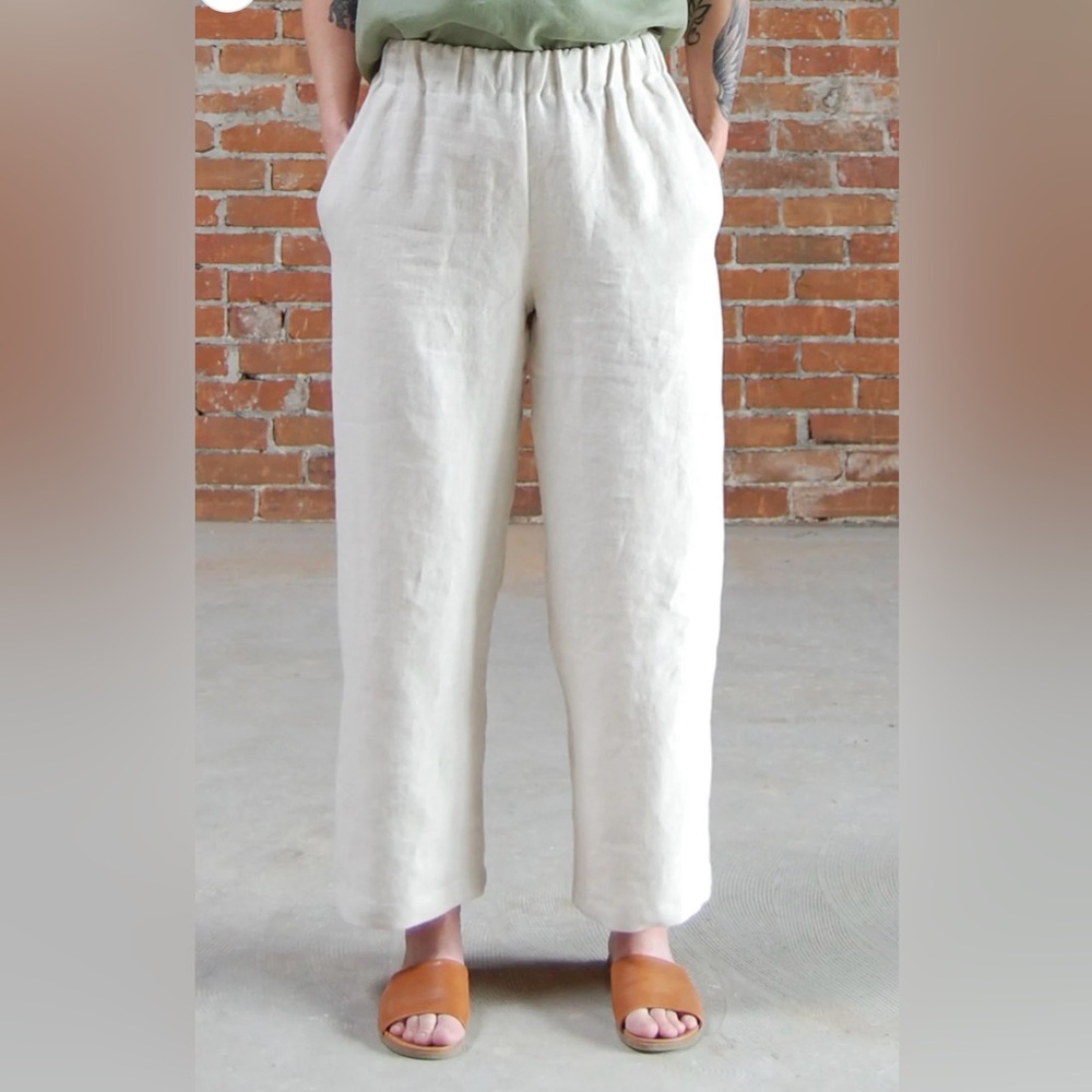 Linen elastic waist pants
